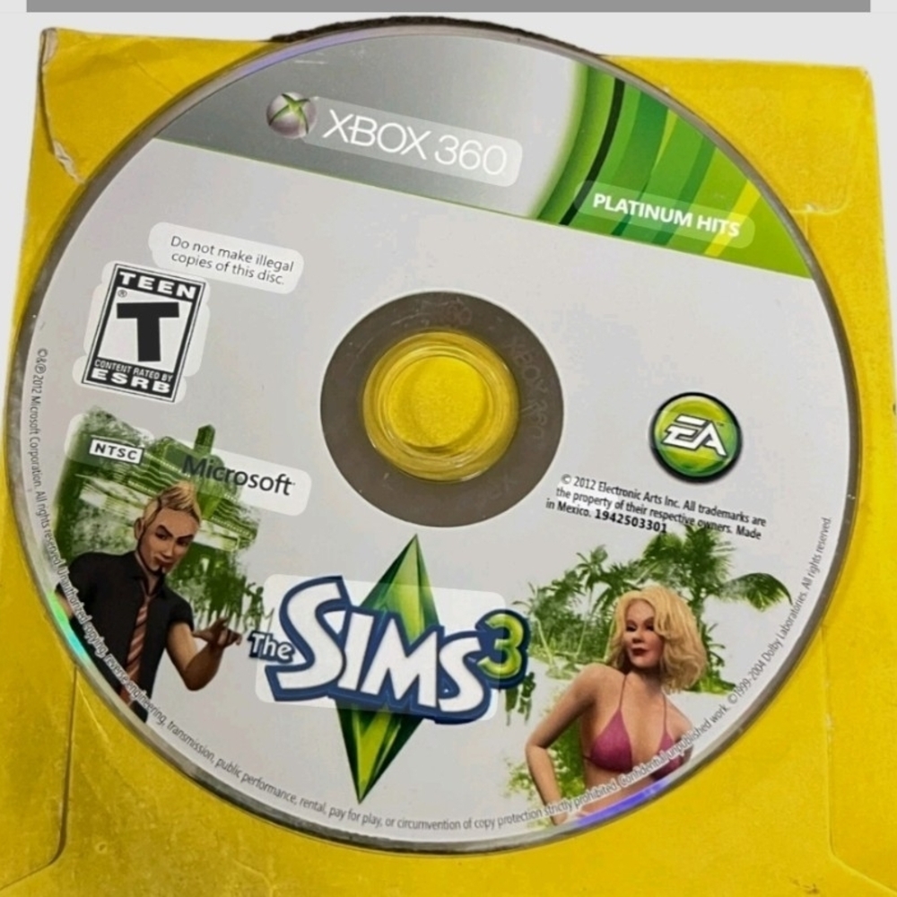 Microsoft Xbox 360 The Sims 3 Platinum Hits - Green and Yellow
